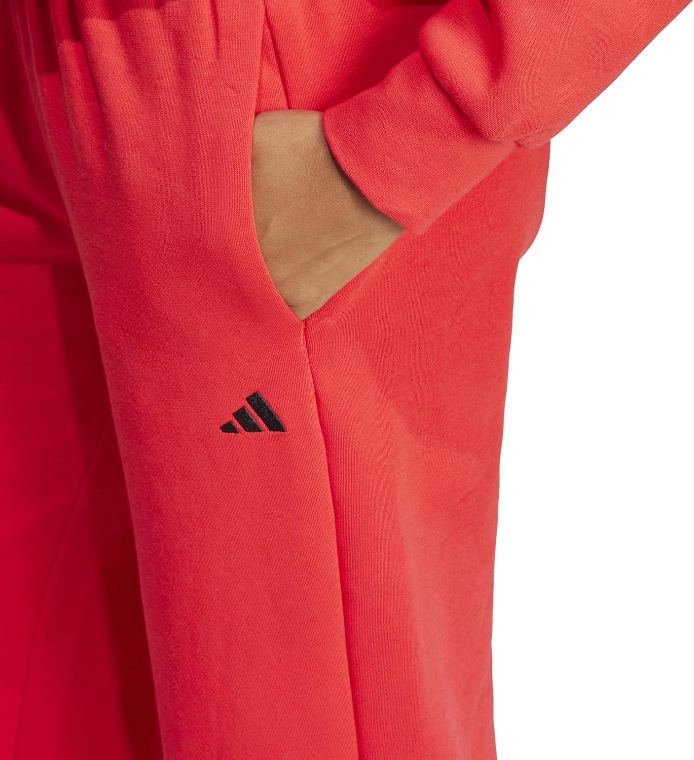 imageadidas Womens Essentials Small Logo Feel Cozy Open Hem PantPure RubyBlack