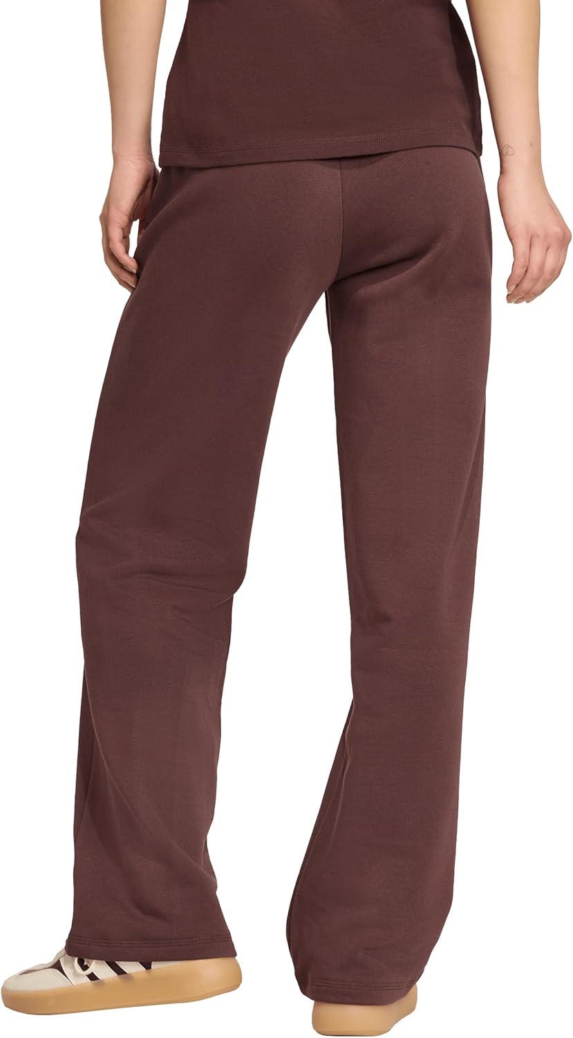 imageadidas Womens Essentials Small Logo Feel Cozy Open Hem PantShadow BrownWhite