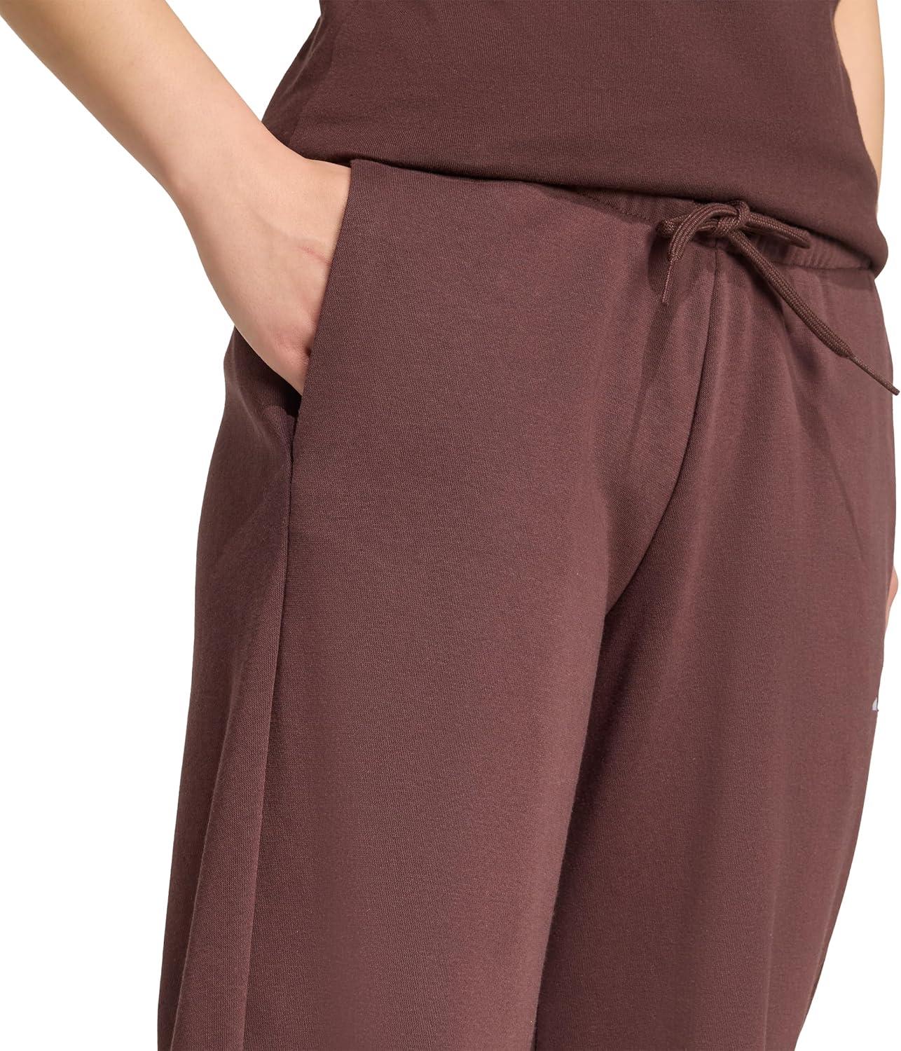 imageadidas Womens Essentials Small Logo Feel Cozy Open Hem PantShadow BrownWhite