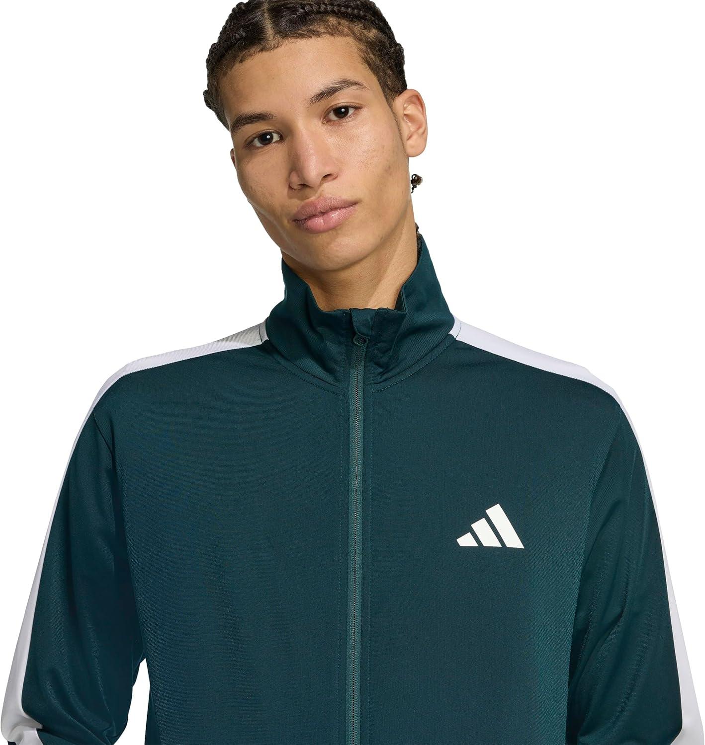 imageadidas mens Colorblock Track TopAurora IvyWhite