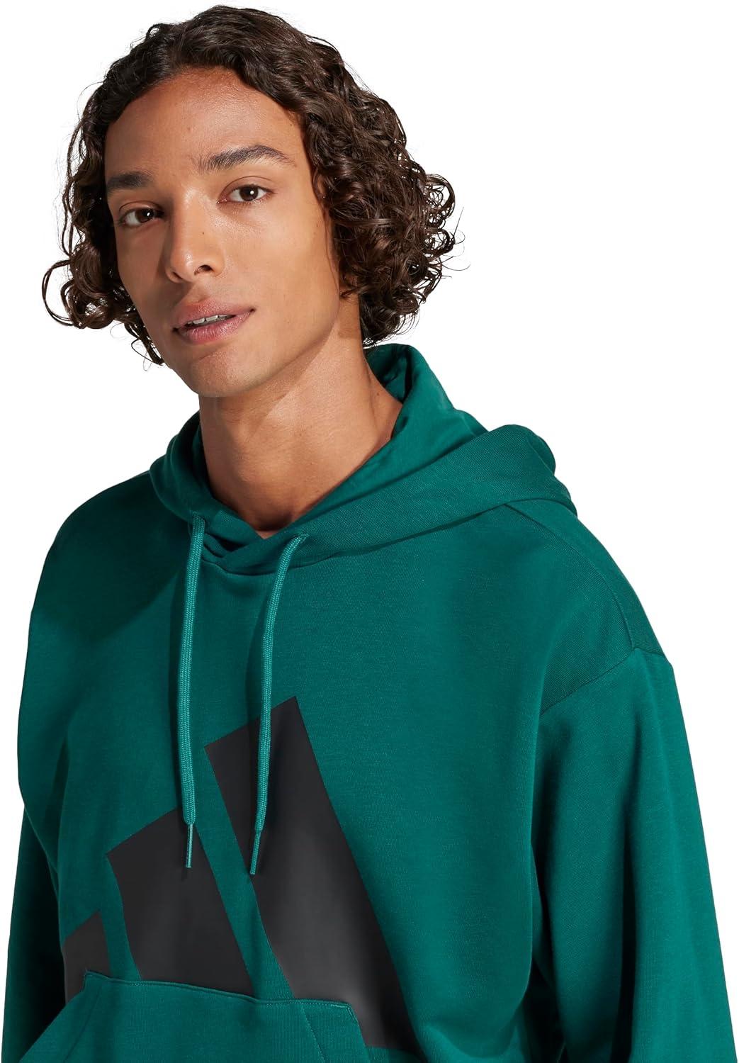 imageadidas mens Essentials Big Logo French Terry HoodieCollegiate GreenBlack