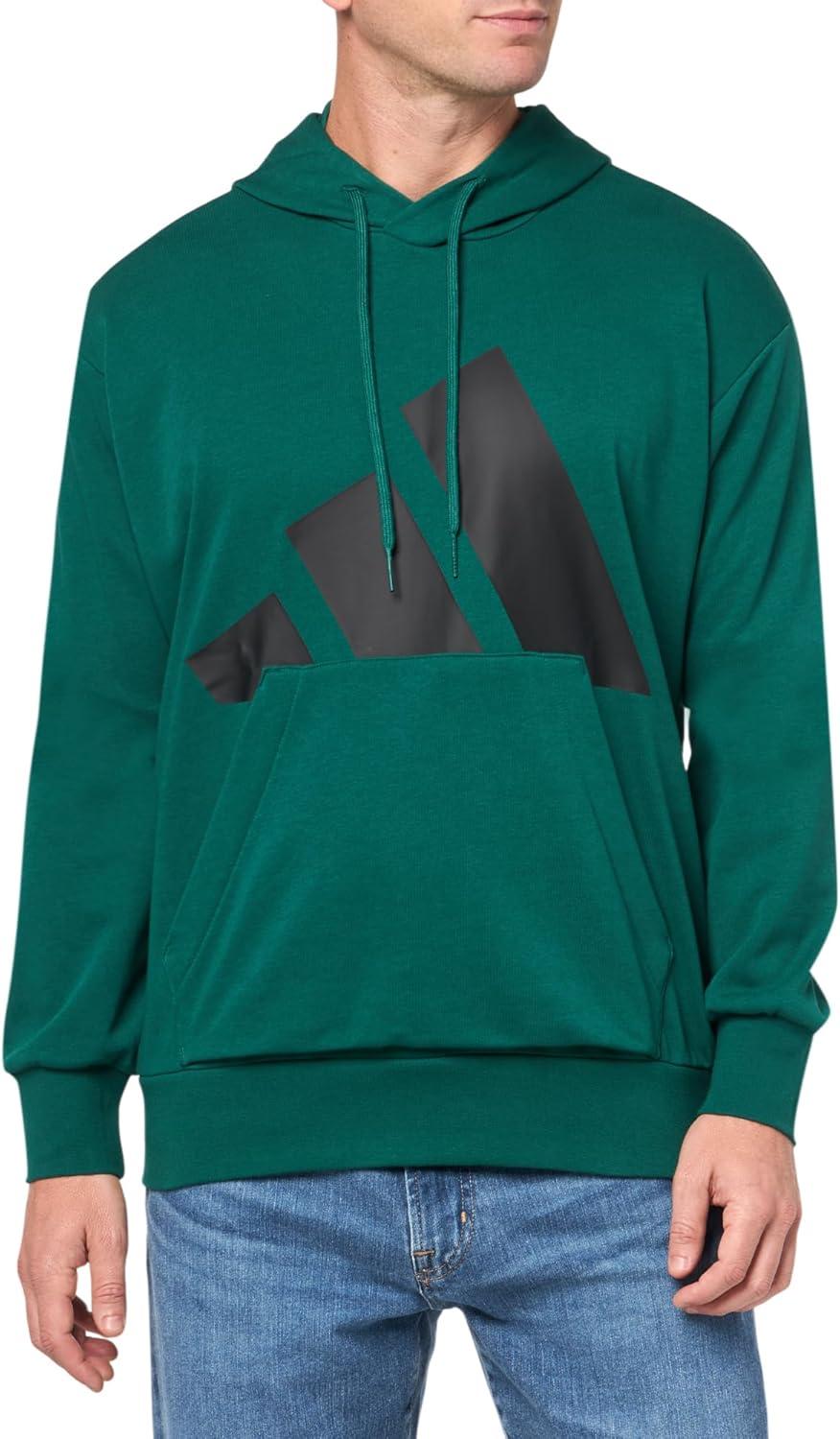 imageadidas mens Essentials Big Logo French Terry HoodieCollegiate GreenBlack