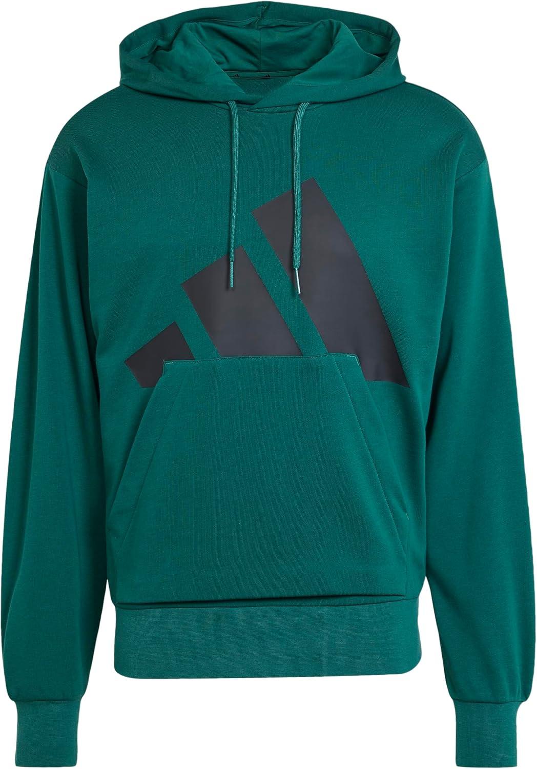 imageadidas mens Essentials Big Logo French Terry HoodieCollegiate GreenBlack