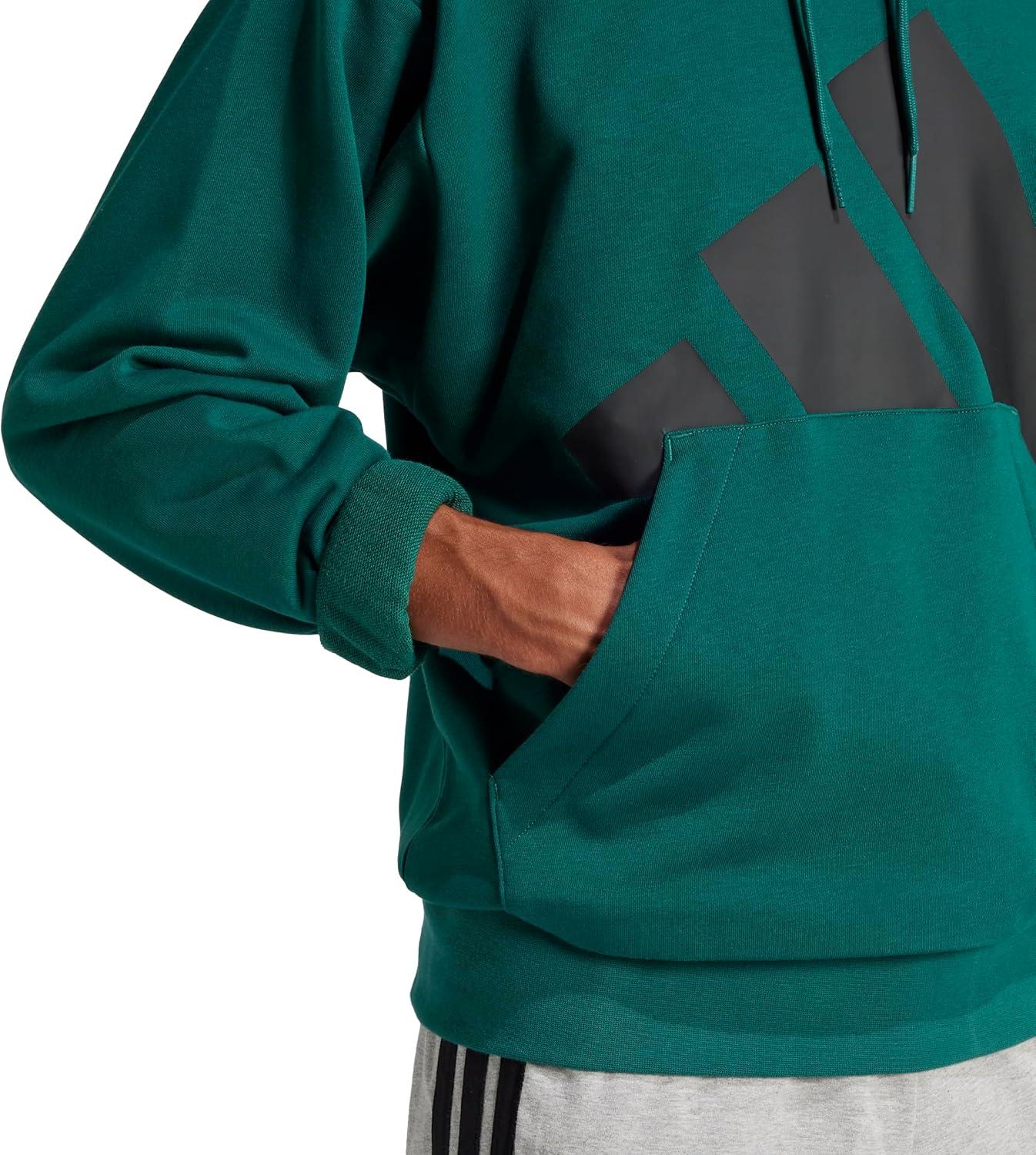 imageadidas mens Essentials Big Logo French Terry HoodieCollegiate GreenBlack