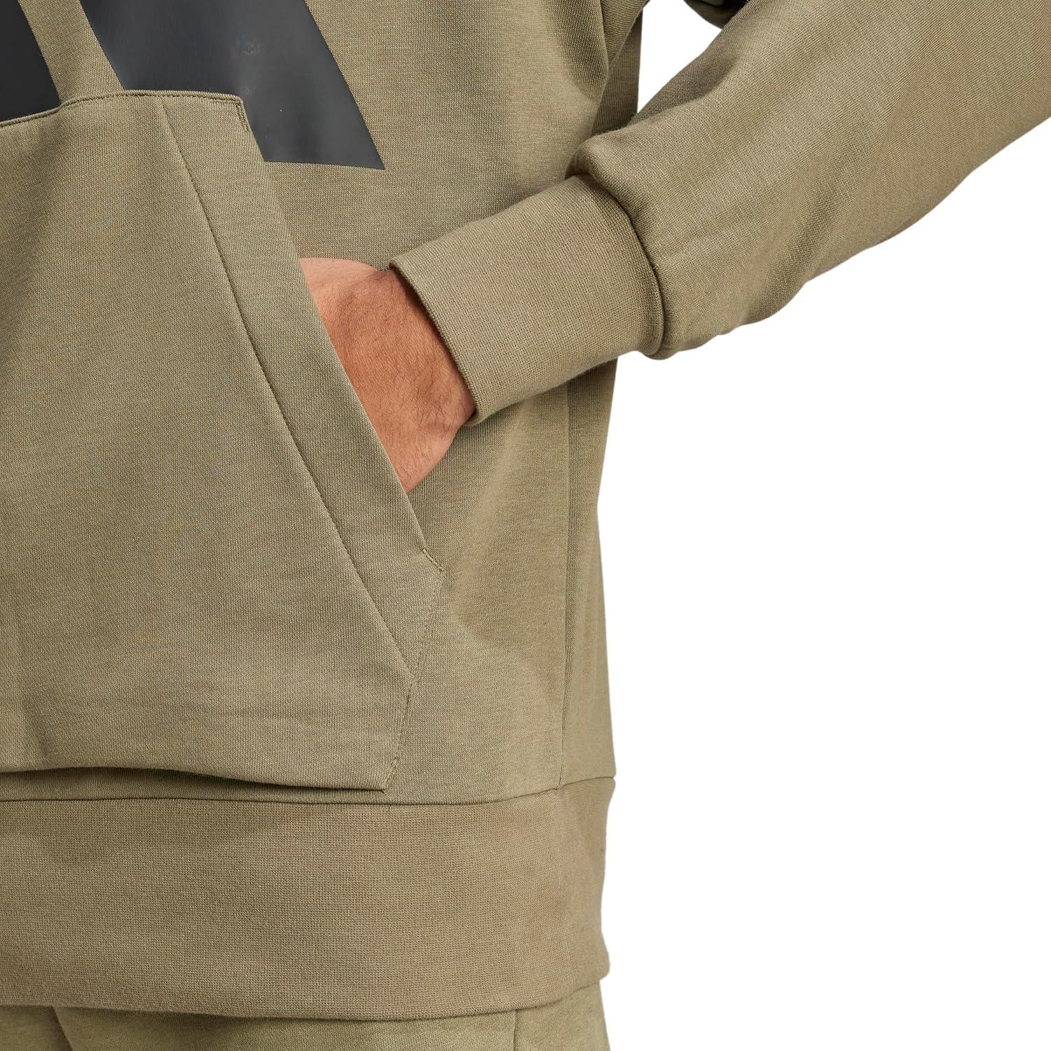 imageadidas mens Essentials Big Logo French Terry HoodieOlive StrataBlack