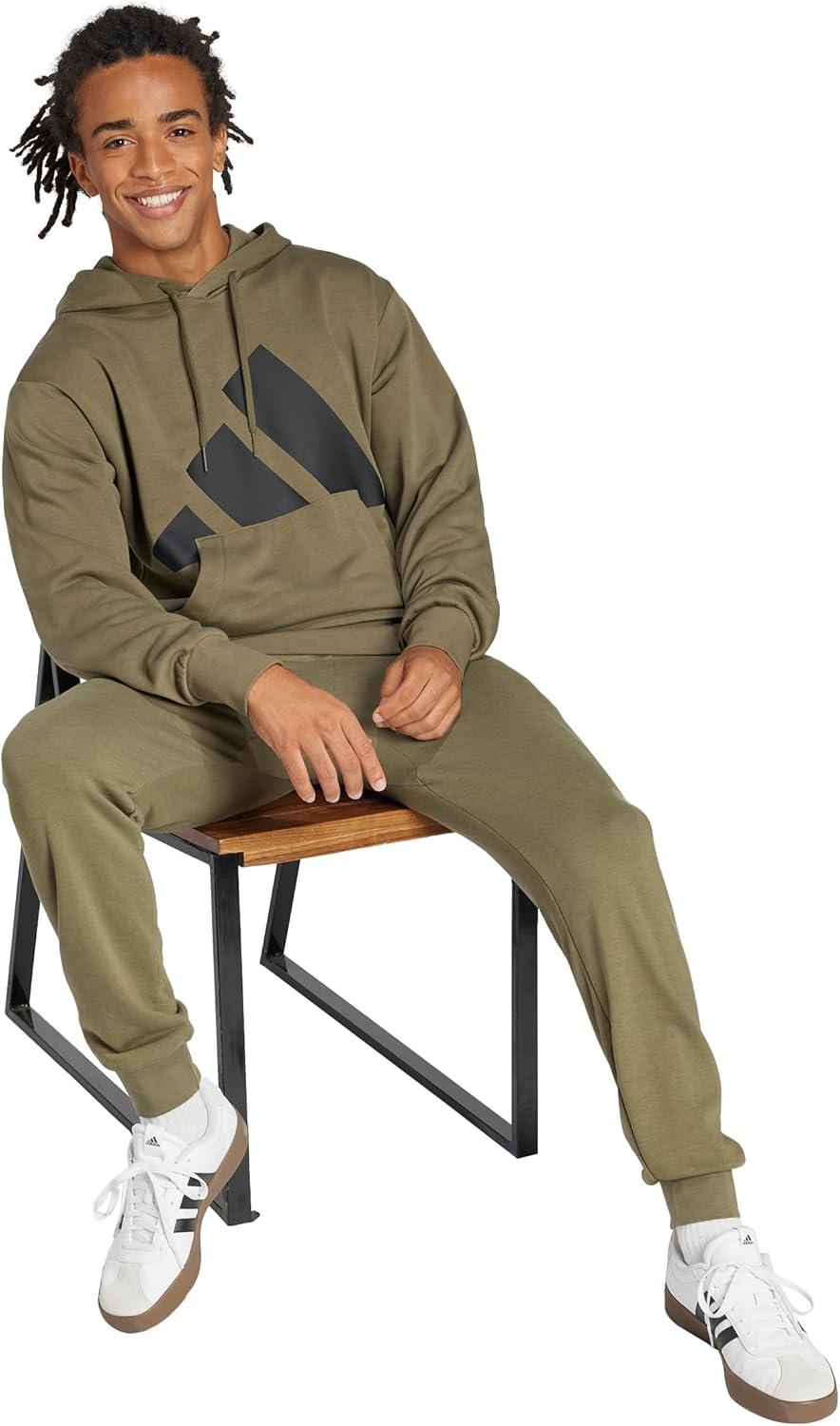 imageadidas mens Essentials Big Logo French Terry HoodieOlive StrataBlack