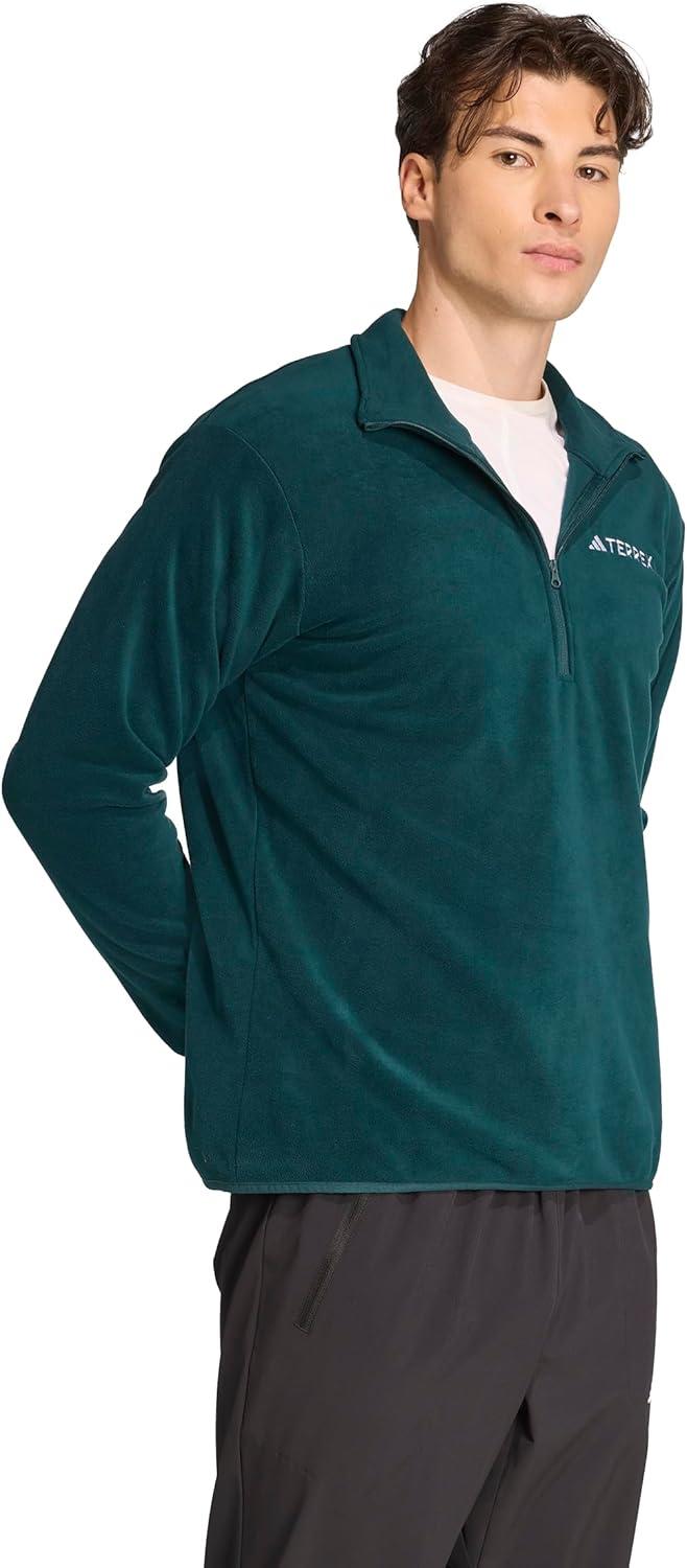 imageadidas mens Terrex Multi Essentials Halfzip Fleece Hiking JacketAurora Ivy