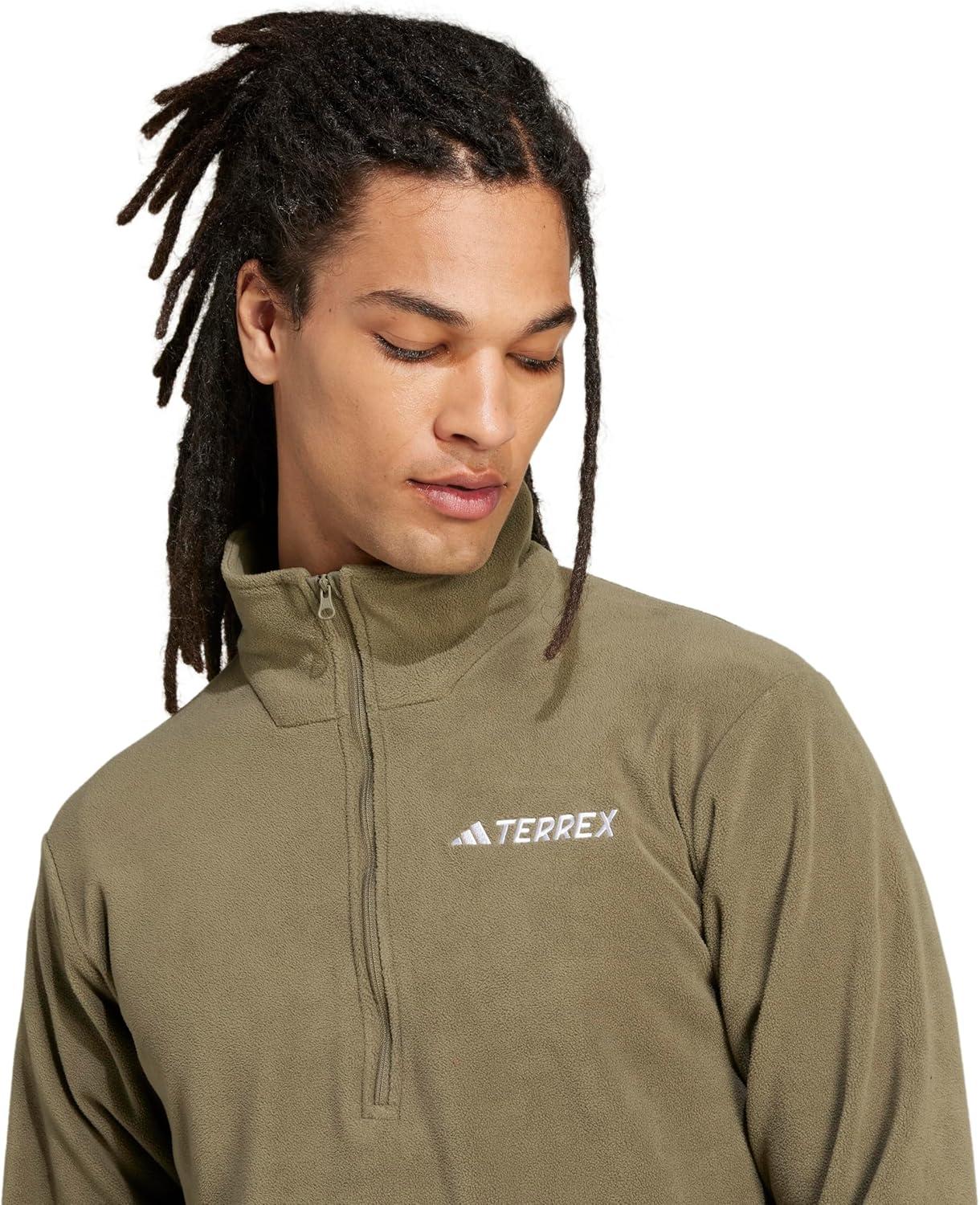 imageadidas mens Terrex Multi Essentials Halfzip Fleece Hiking JacketOlive Strata