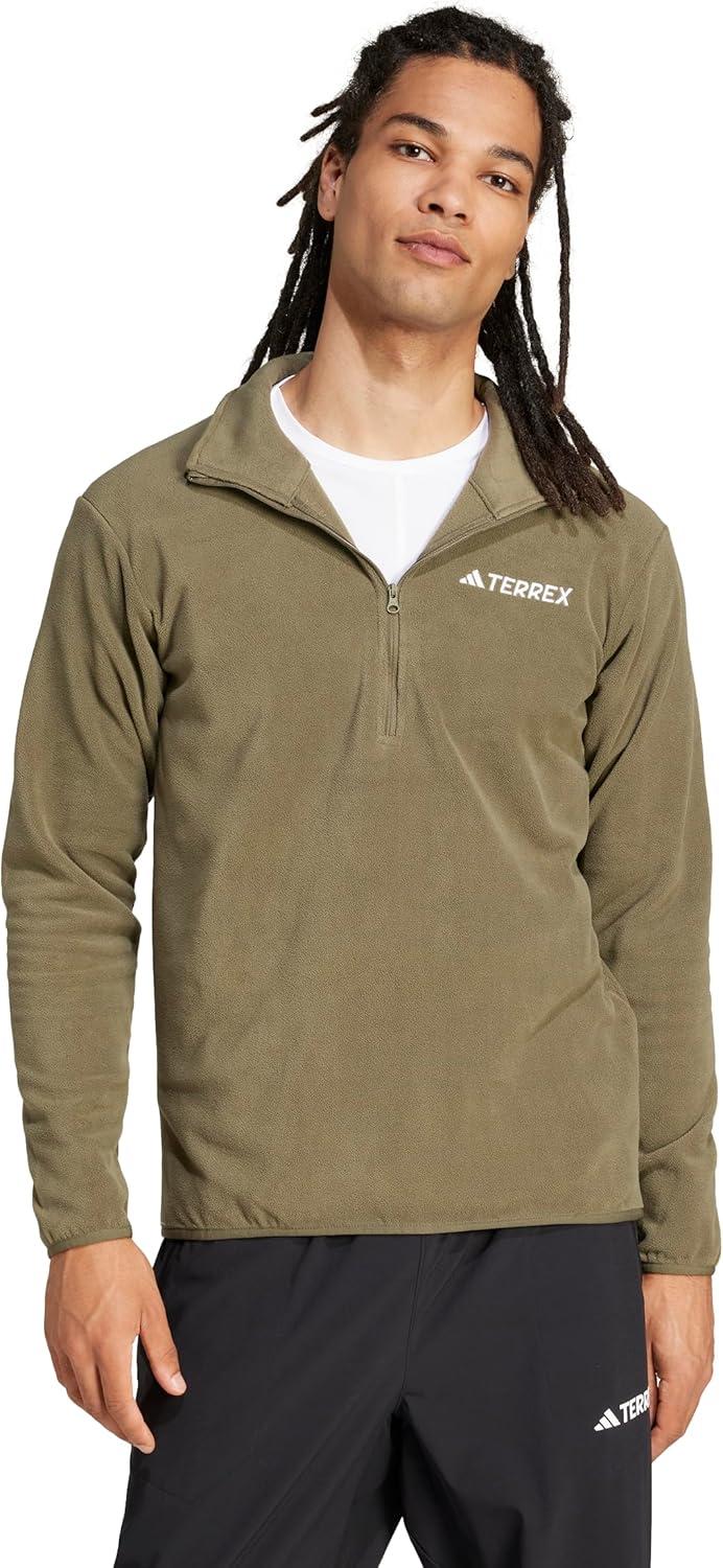 imageadidas mens Terrex Multi Essentials Halfzip Fleece Hiking JacketOlive Strata