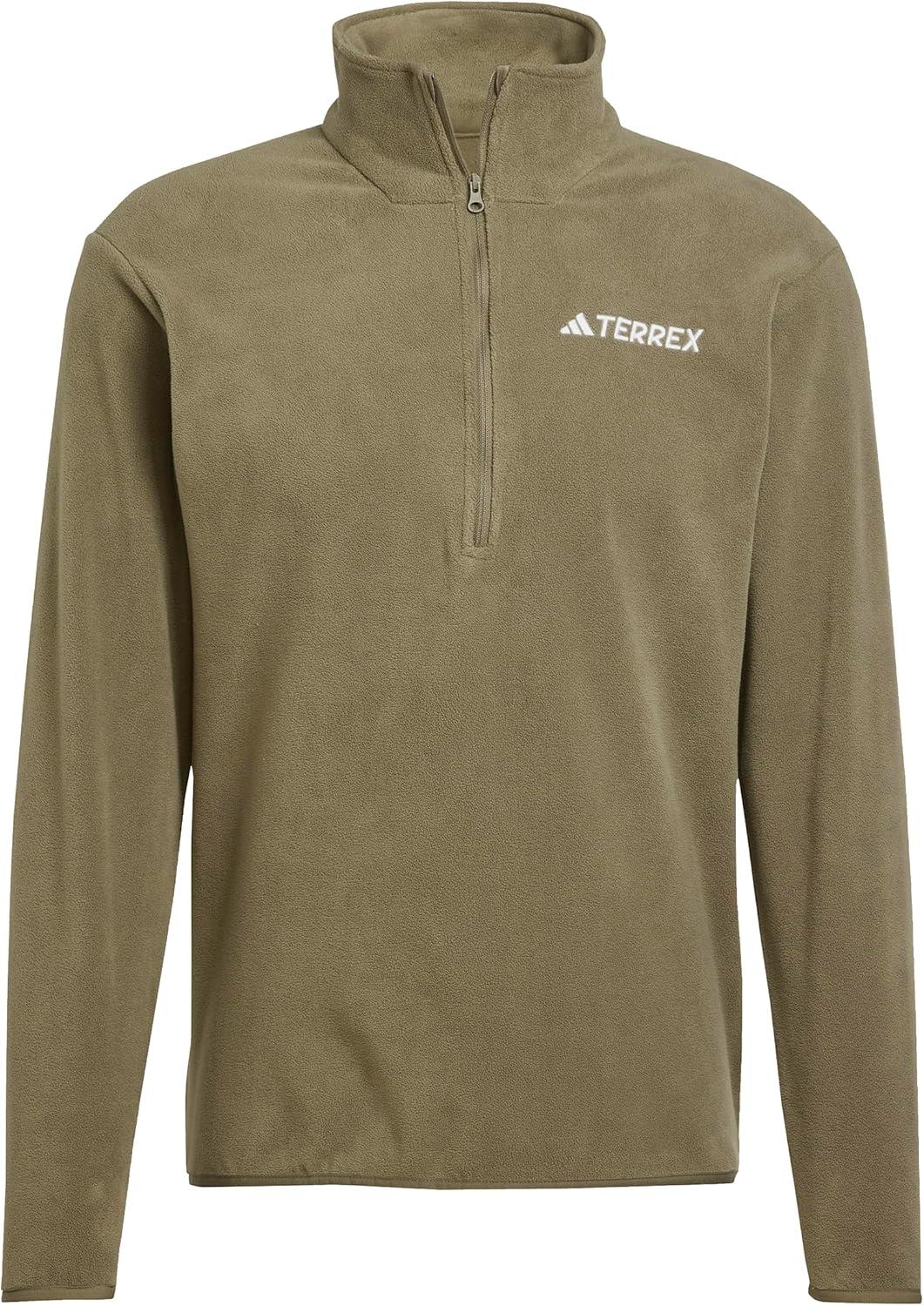 imageadidas mens Terrex Multi Essentials Halfzip Fleece Hiking JacketOlive Strata
