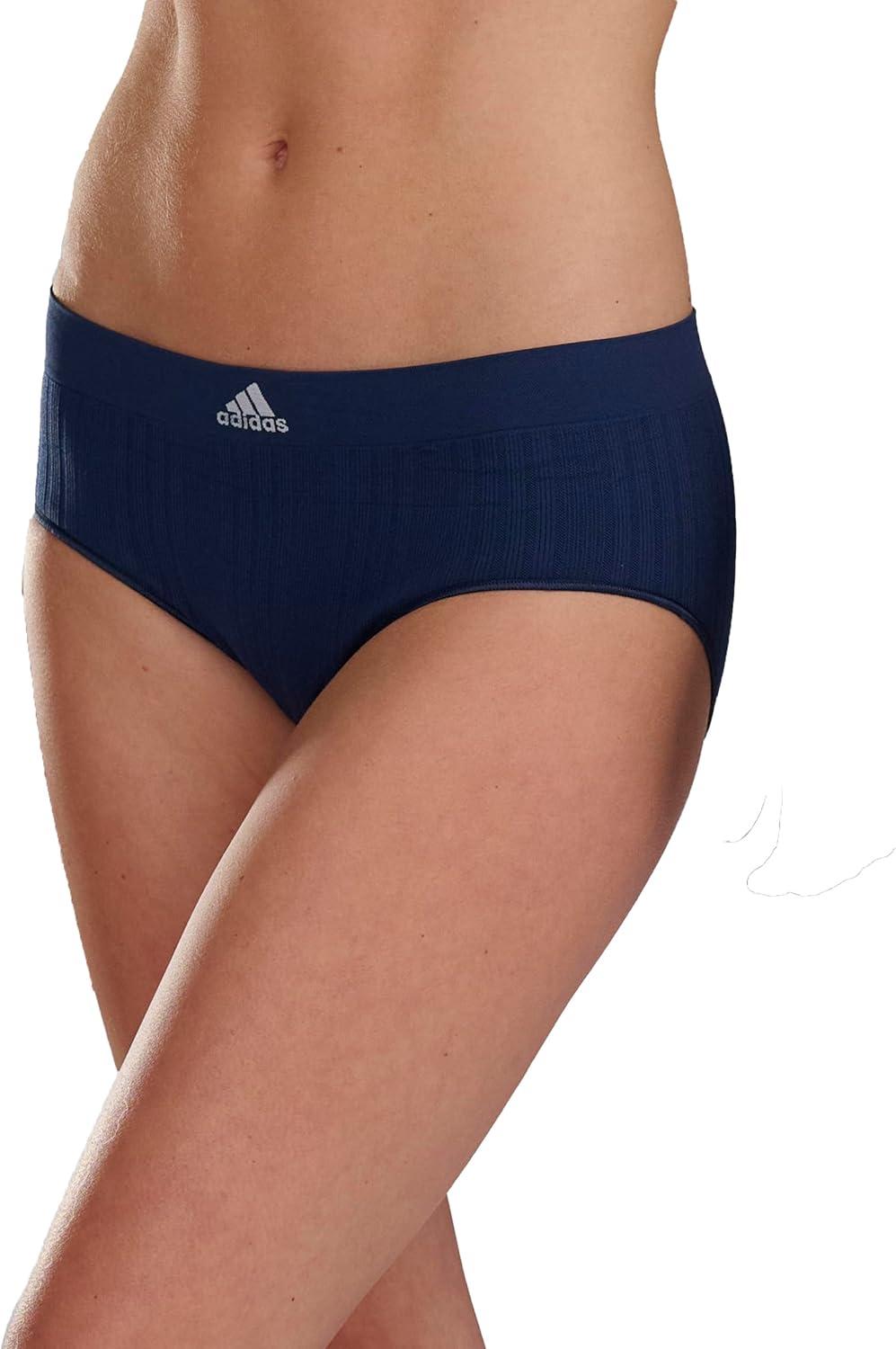 imageadidas womens Seamless Brief Panties 3packNight Indigo RibbedLucid Pink ScallopWonder Taupe