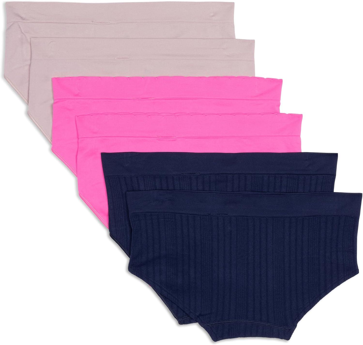 imageadidas womens Seamless Brief Panties 3packNight Indigo RibbedLucid PinkWonder Taupe