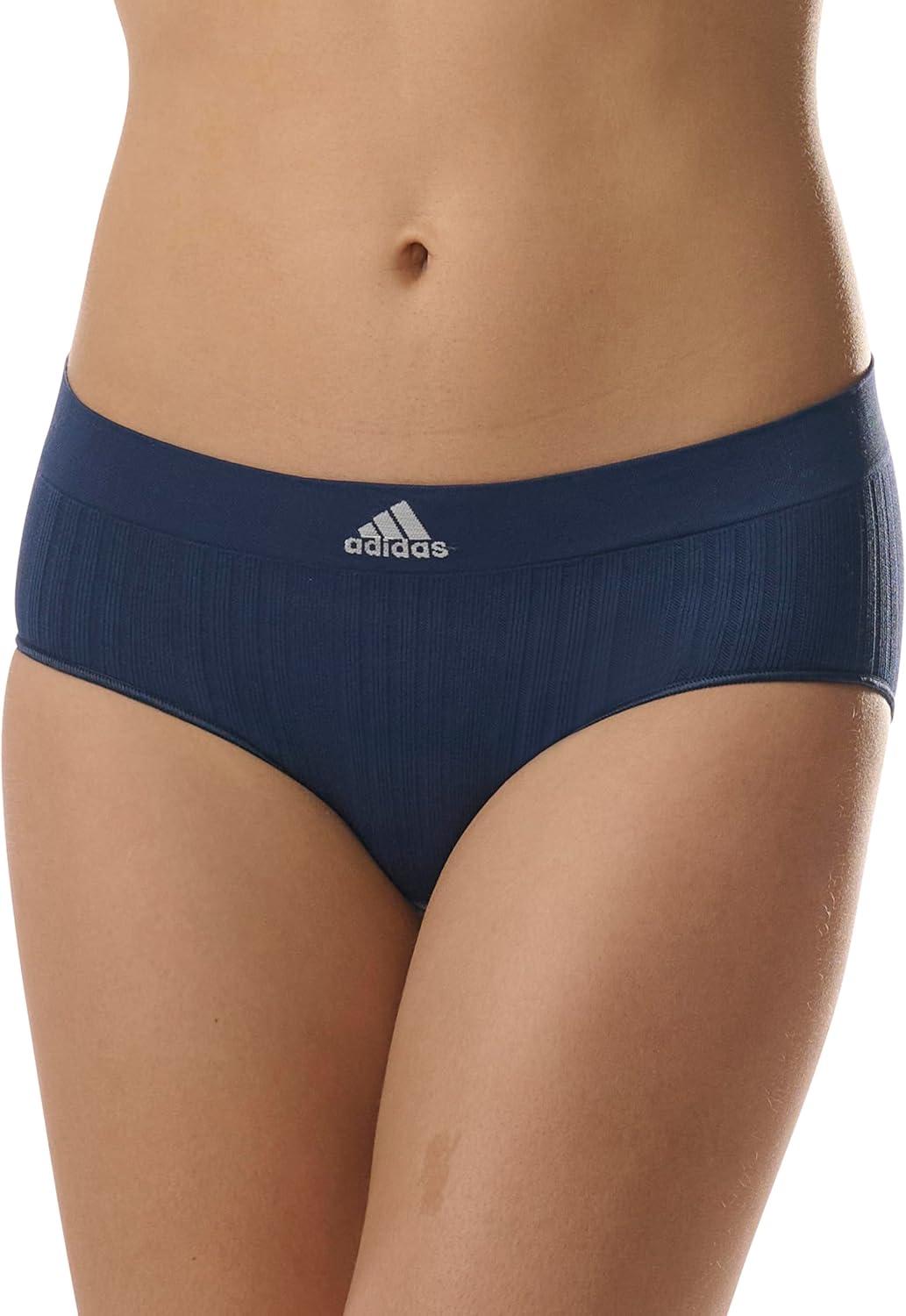 imageadidas womens Seamless Brief Panties 3packNight Indigo RibbedLucid PinkWonder Taupe