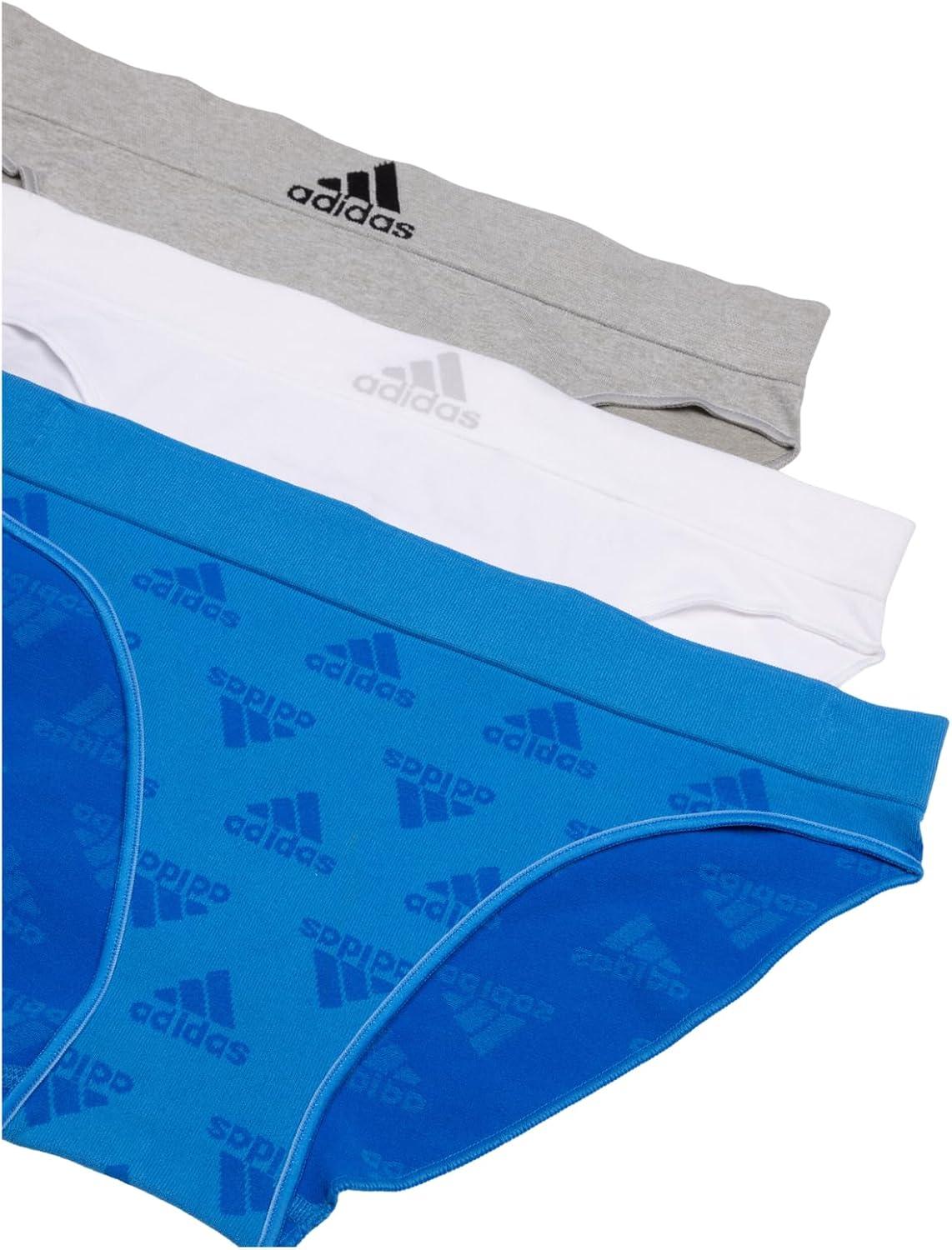 imageadidas womens Seamless Brief Panties 3packPulse Blue JacqHeather GreyWhite