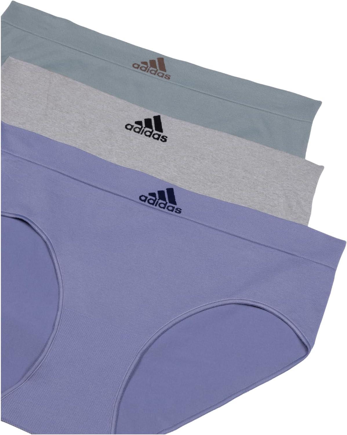 imageadidas womens Seamless Brief Panties 3packSilver VioletHeather GreySilver Green