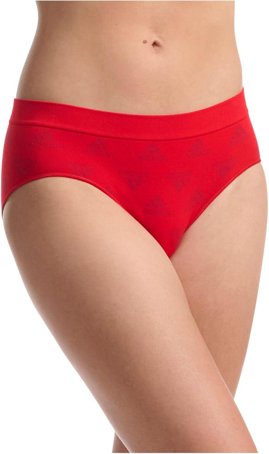 imageadidas womens Seamless Brief Panties 3packVivid Red W Logo JacqWhiteNight Indigo