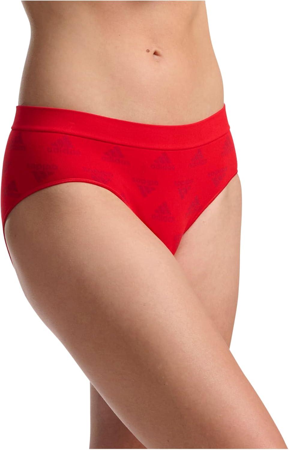 imageadidas womens Seamless Brief Panties 3packVivid Red W Logo JacqWhiteNight Indigo