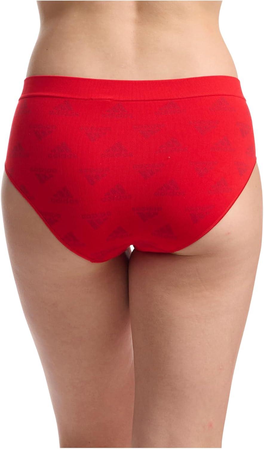 imageadidas womens Seamless Brief Panties 3packVivid Red W Logo JacqWhiteNight Indigo