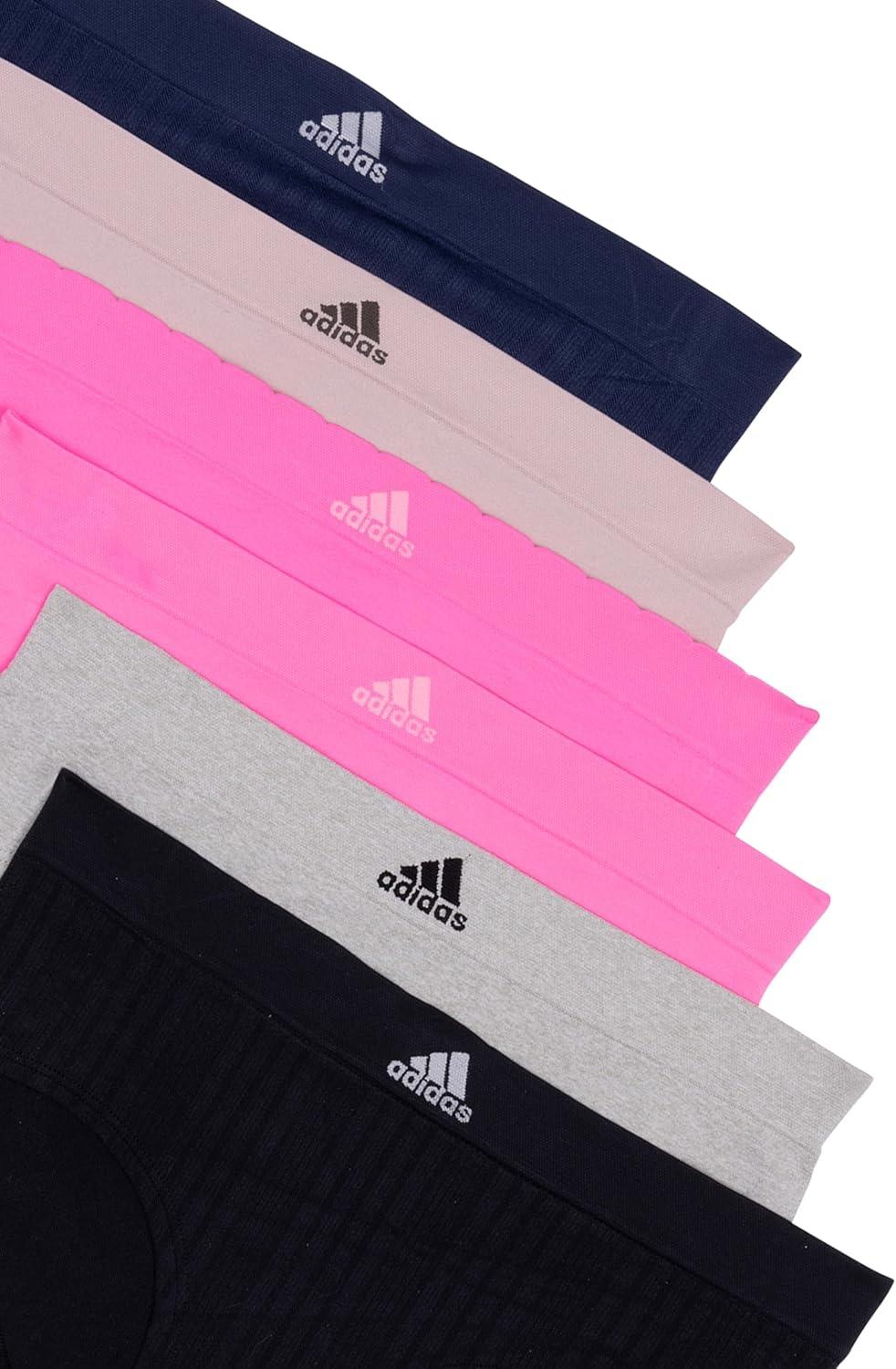 imageadidas womens Seamless Hipster Underwear 3 PackBlack RibbedHeather GreyLucid PinkNight Indigo RibbedLucid PinkWonder Taupe