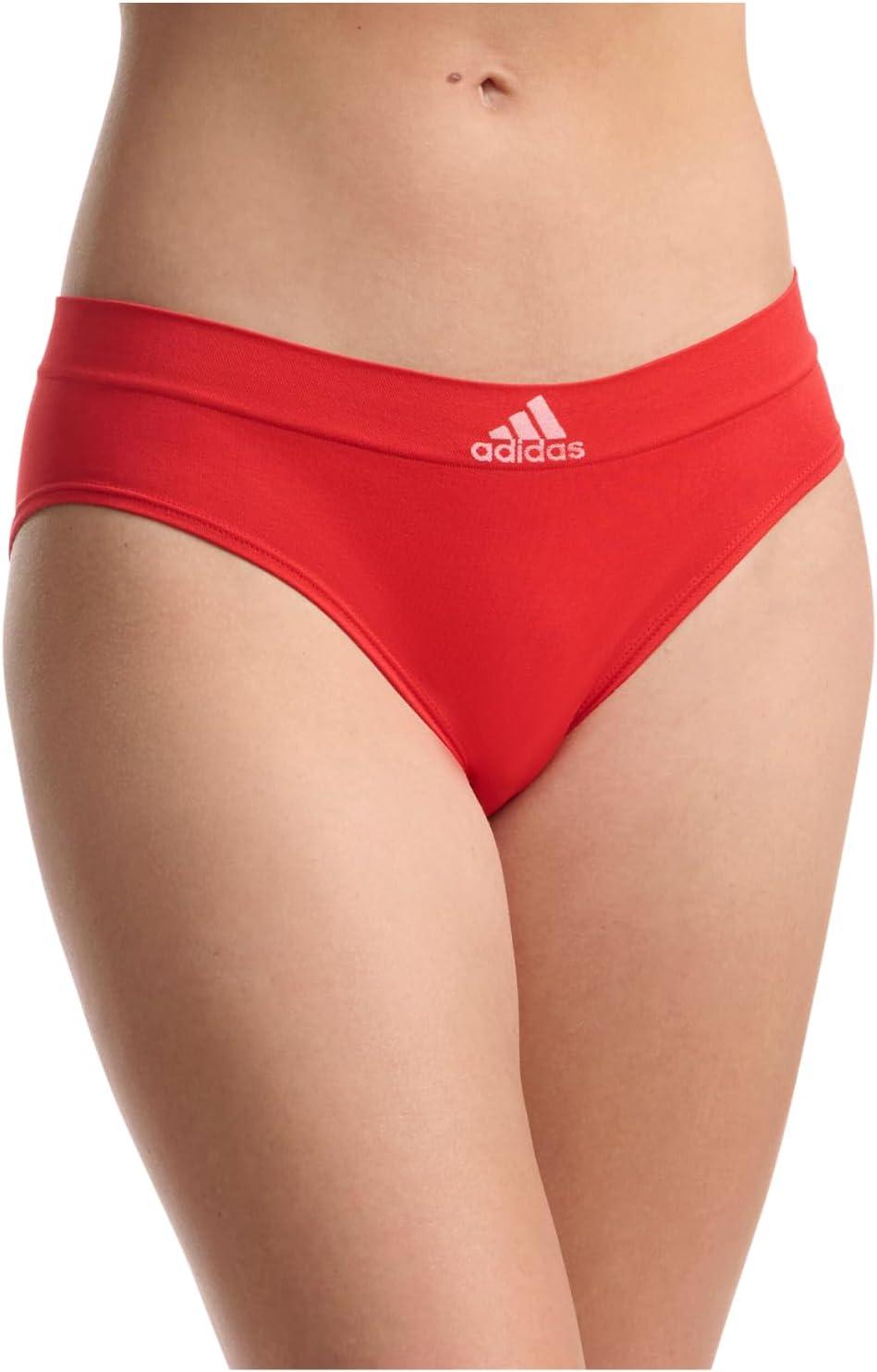 imageadidas womens Seamless Hipster Underwear 3 PackBlack With StripesHeather GreyVivid Red