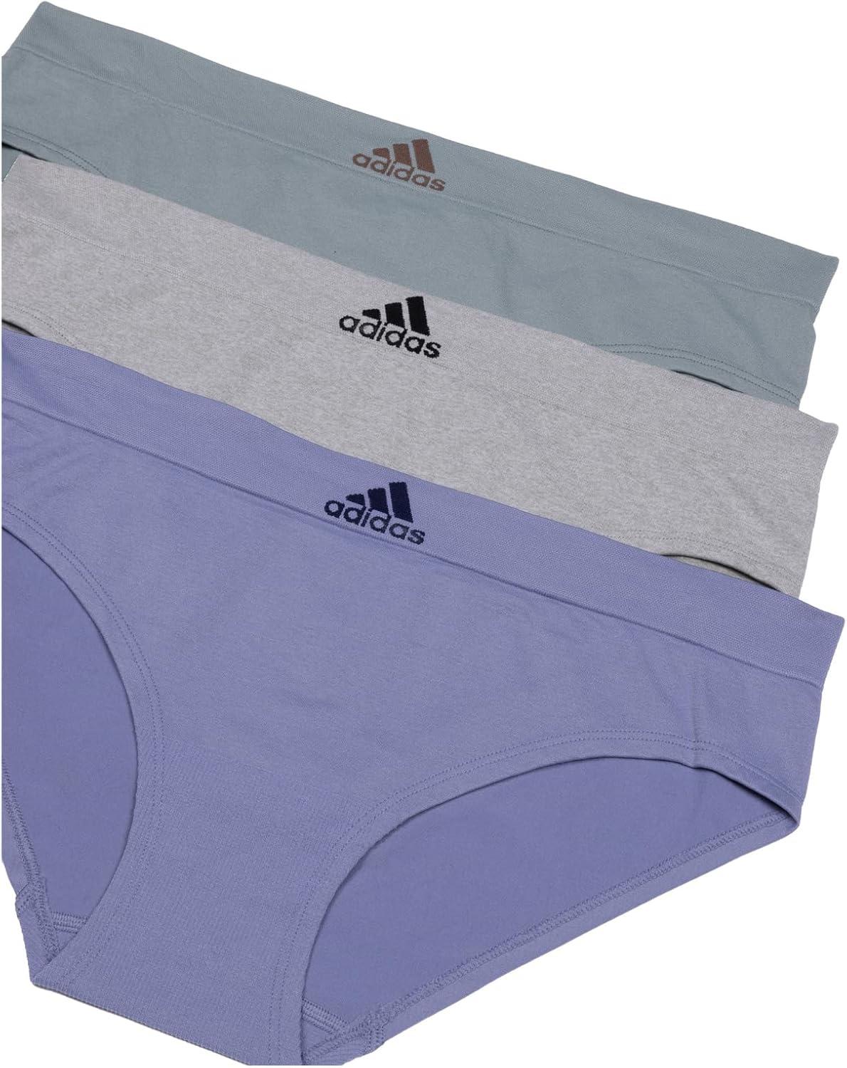 imageadidas womens Seamless Hipster Underwear 3 PackSilver VioletHeather GreySilver Green