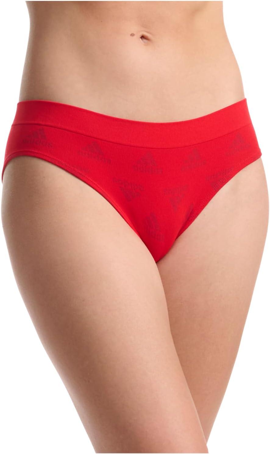 imageadidas womens Seamless Hipster Underwear 3 PackVivid Red W Logo JacqWhiteNight Indigo