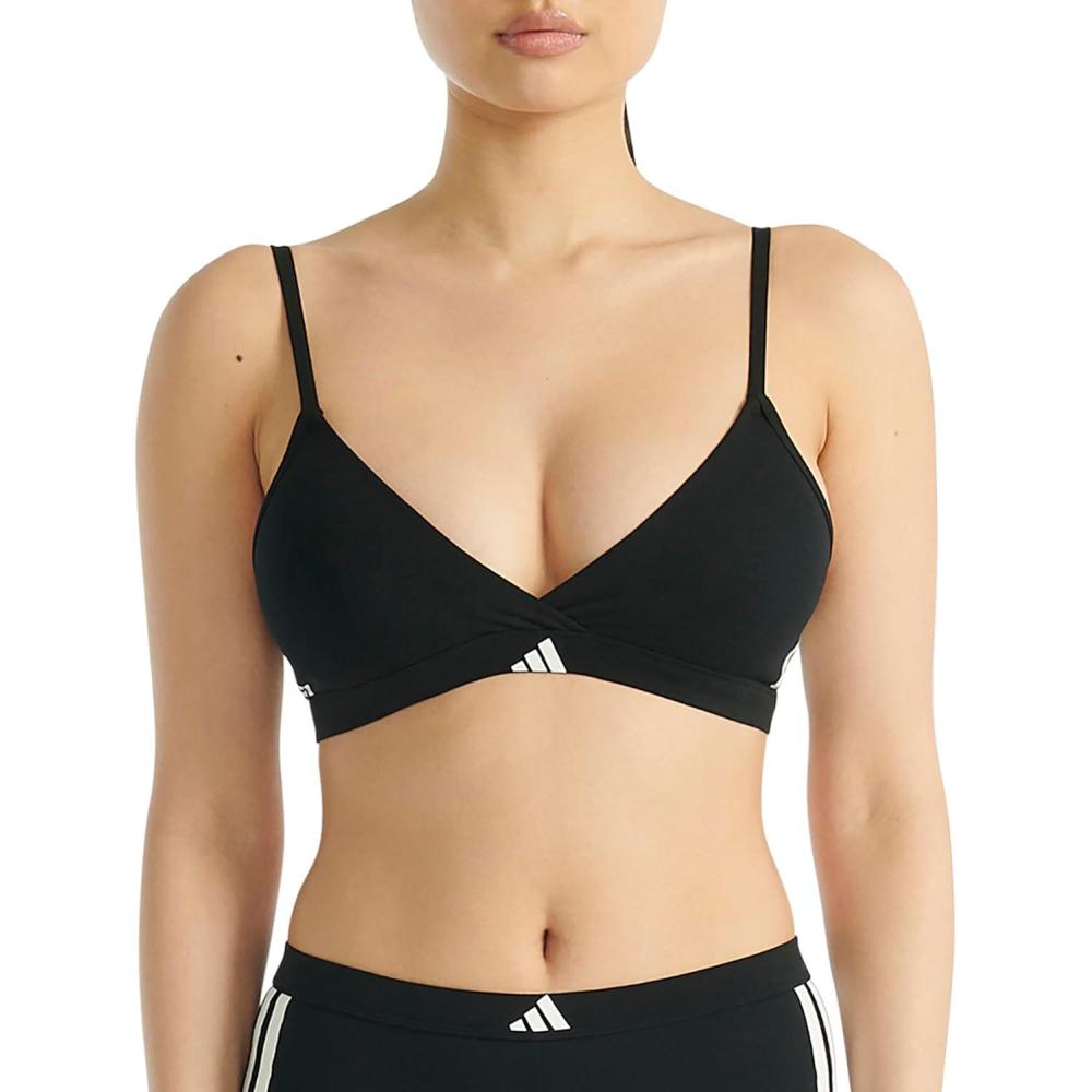 imageAdidas Womens 3 Stripes Active Essentials Cotton Triangle Wrap BraletteBlack