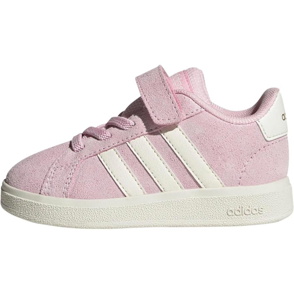 imageadidas BabyBoys Grand Court 20 Elastic Lace ampamp Strap SneakerClear PinkOff WhiteGold Metallic