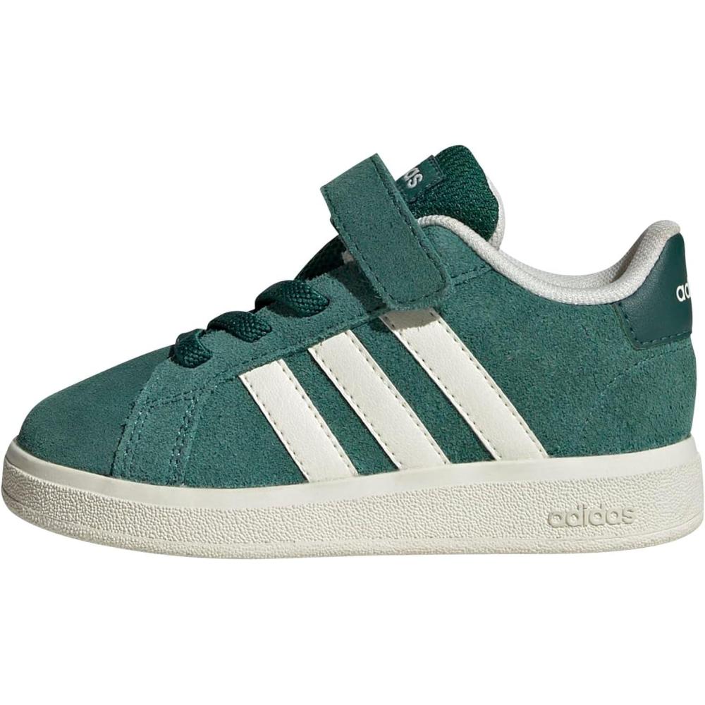 imageadidas BabyBoys Grand Court 20 Elastic Lace ampamp Strap SneakerCollegiate GreenOff WhiteBlack