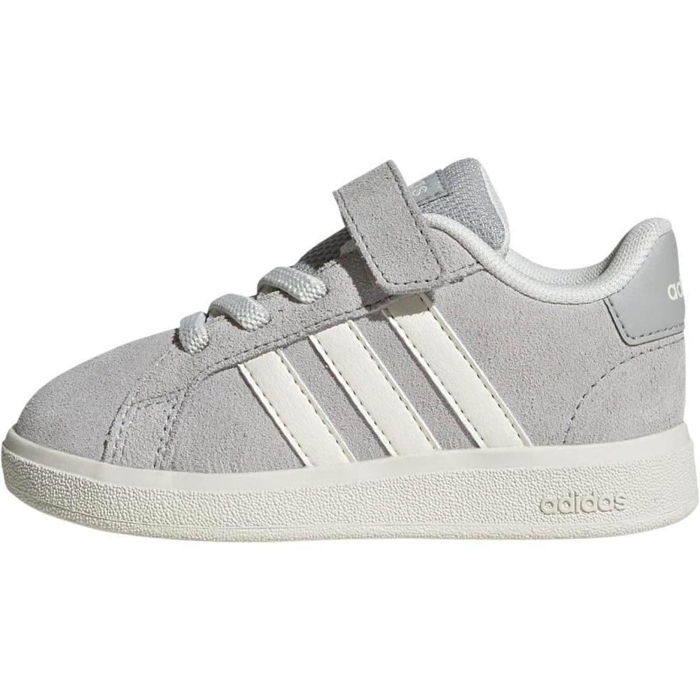 imageadidas BabyBoys Grand Court 20 Elastic Lace ampamp Strap SneakerGreyOff WhiteWhite
