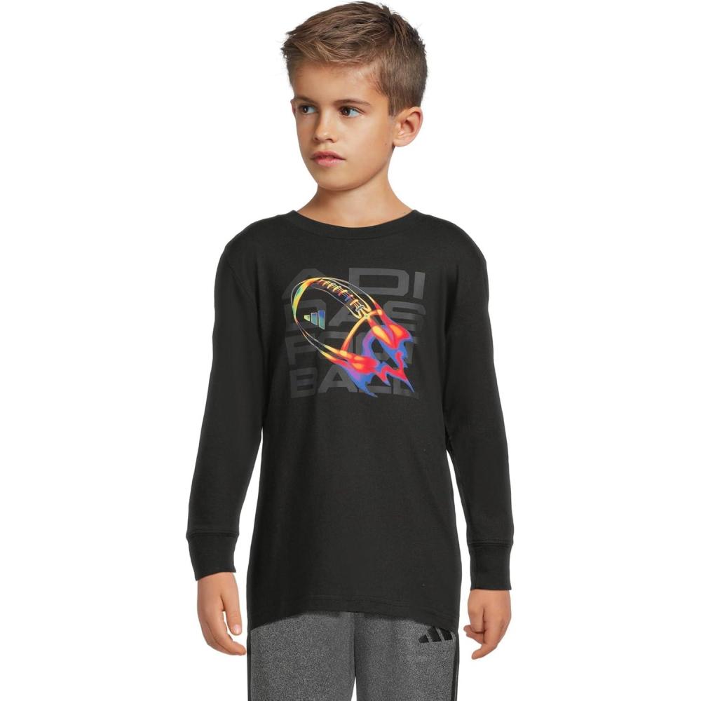 imageadidas Boys Long Sleeve Sport Graphic TeeBlack With Multicolor