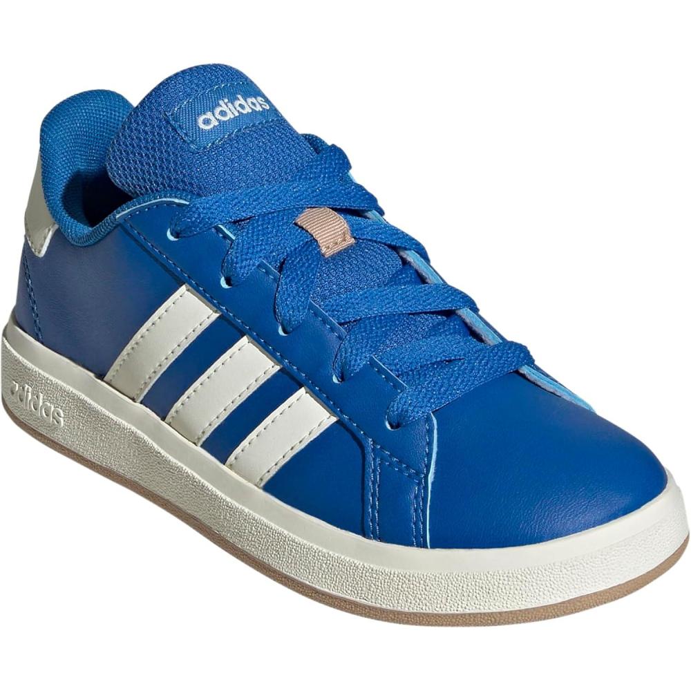 imageadidas Kids Grand Court 20 Elastic Lace ampamp Strap ShoesBright RoyalIvoryWarm Sandstone
