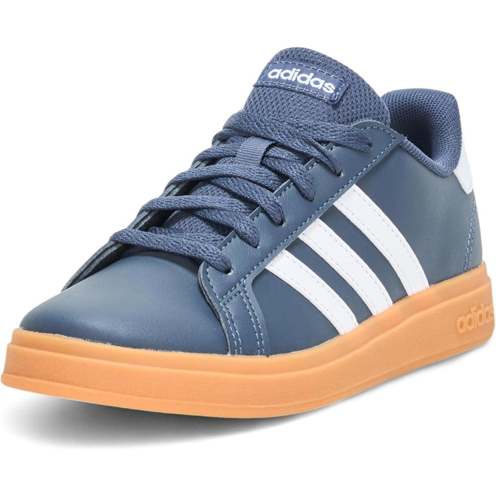 imageadidas Kids Grand Court 20 Elastic Lace ampamp Strap ShoesShadow NavyWhiteGum