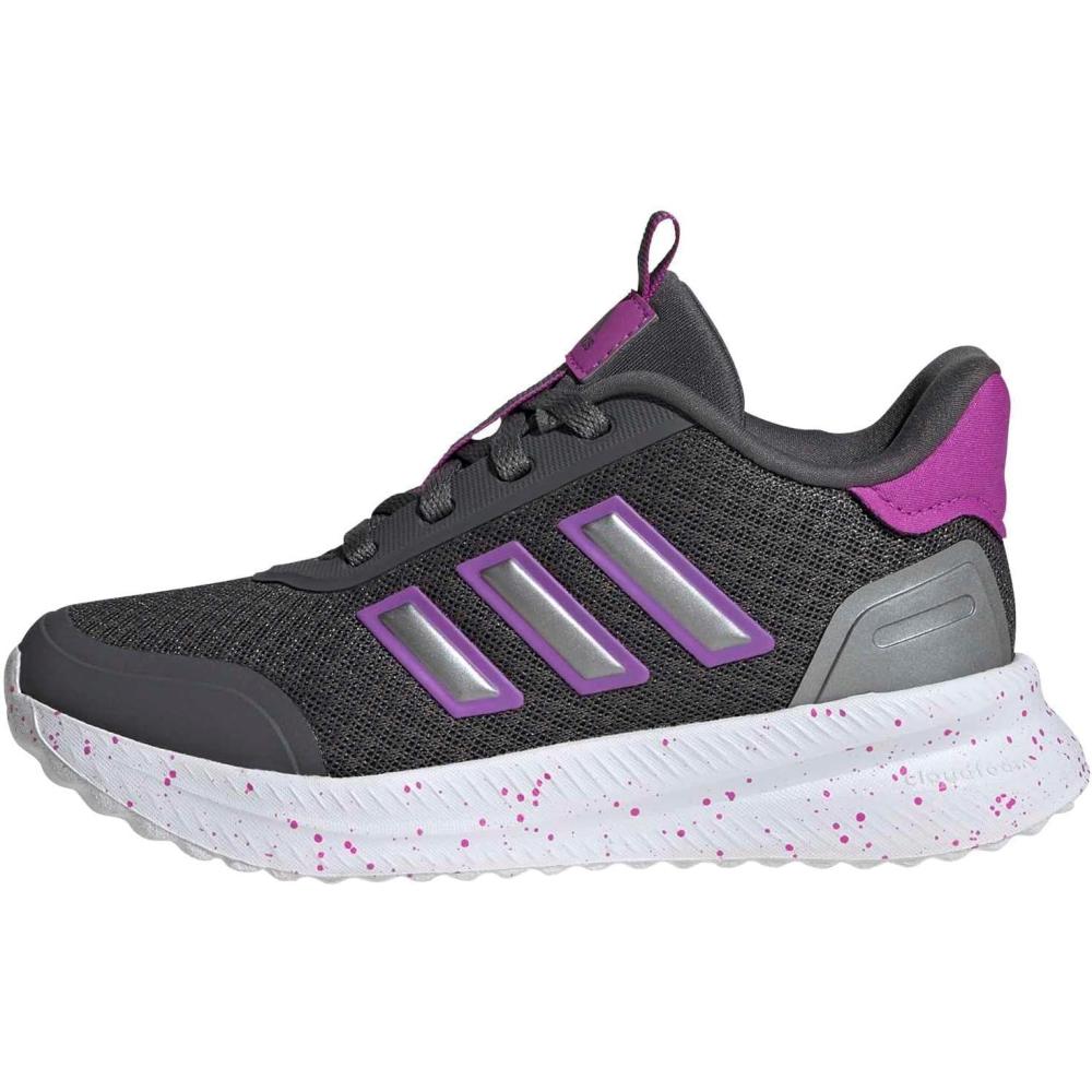 imageadidas Kids XPLR Path Elastic Lace ampamp Strap ShoesGreyPurple BurstIron Metallic