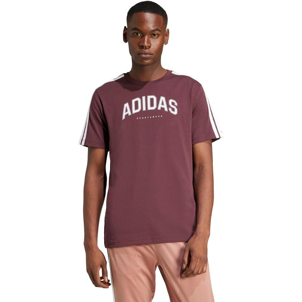imageadidas Mens Codes Collegiate Linear Graphic TShirtAurora Ruby