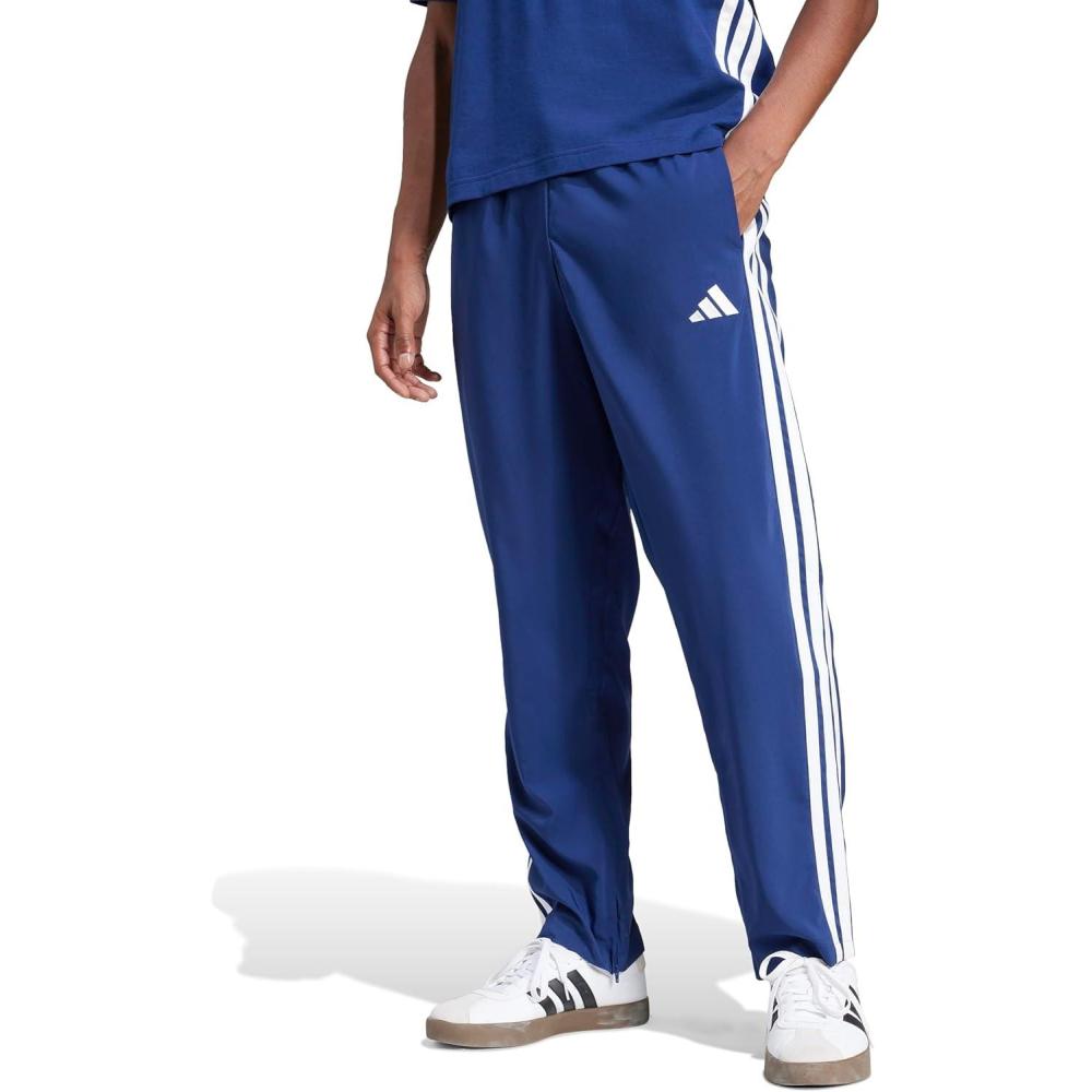 imageadidas Mens Essentials 3Stripes Open Hem Stanford PantsDark BlueWhite