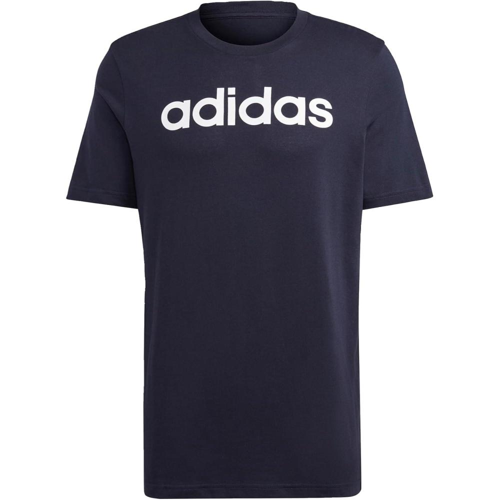 imageadidas Mens Essentials Single Jersey Linear Embroidered Logo TShirtInkWhite