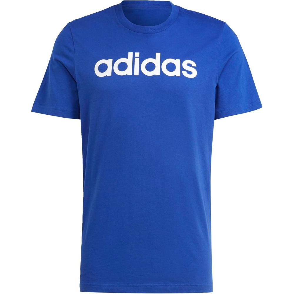 imageadidas Mens Essentials Single Jersey Linear Embroidered Logo TShirtSemi Lucid Blue