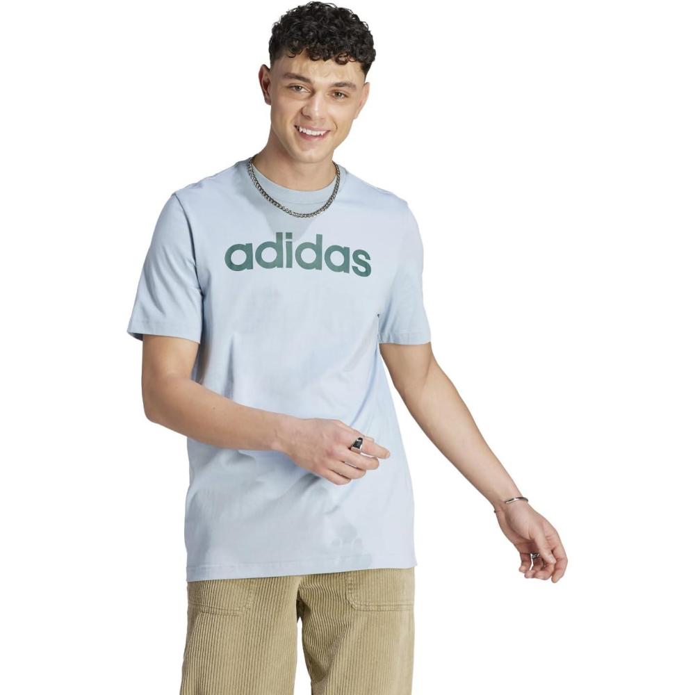imageadidas Mens Essentials Single Jersey Linear Embroidered Logo TShirtWonder Blue