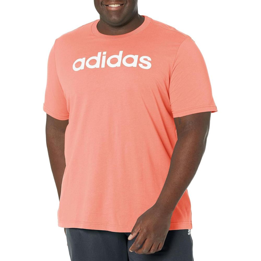 imageadidas Mens Essentials Single Jersey Linear Embroidered Logo TShirtWonder Clay