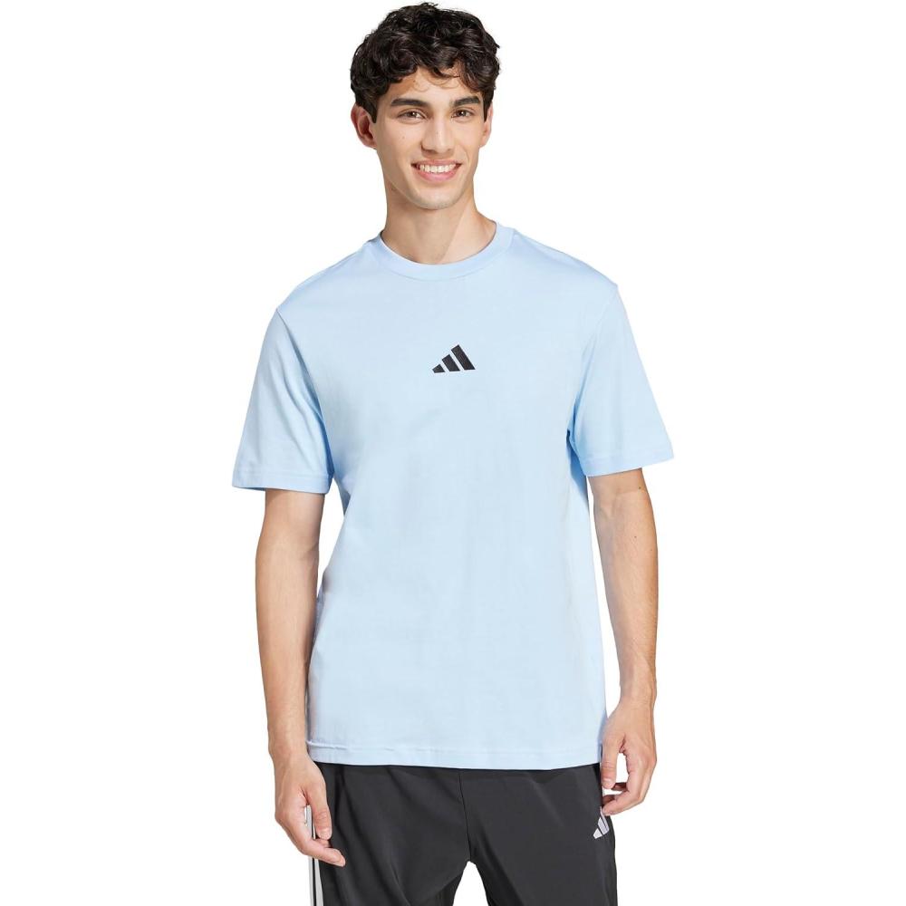 imageadidas Mens Essentials Small Logo Single Jersey TShirtBlueBlack