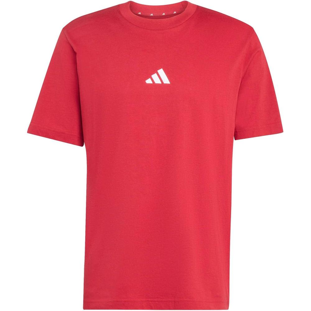 imageadidas Mens Essentials Small Logo Single Jersey TShirtMaroonWhite