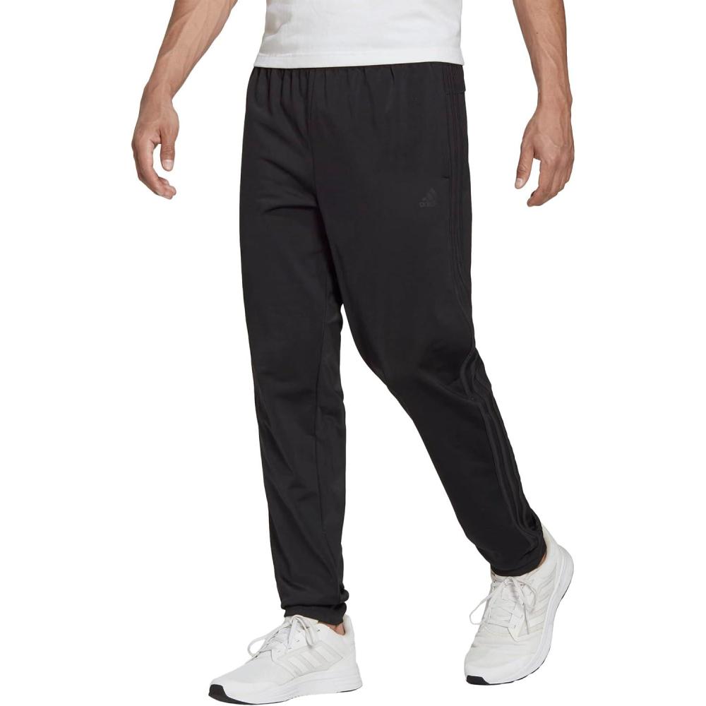 imageadidas Mens Essentials WarmUp Tricot 3Stripes Tapered Track PantsBlackBlack