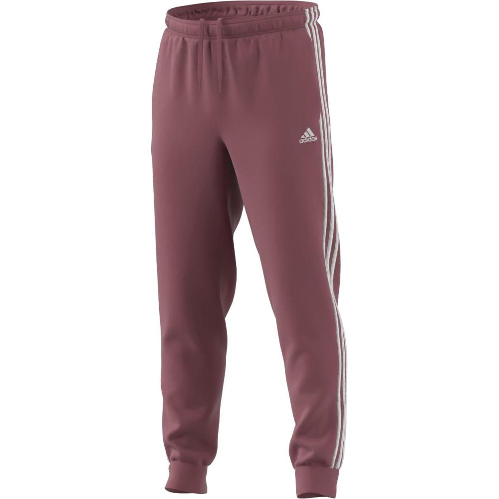imageadidas Mens Essentials WarmUp Tricot 3Stripes Tapered Track PantsPreloved Crimson