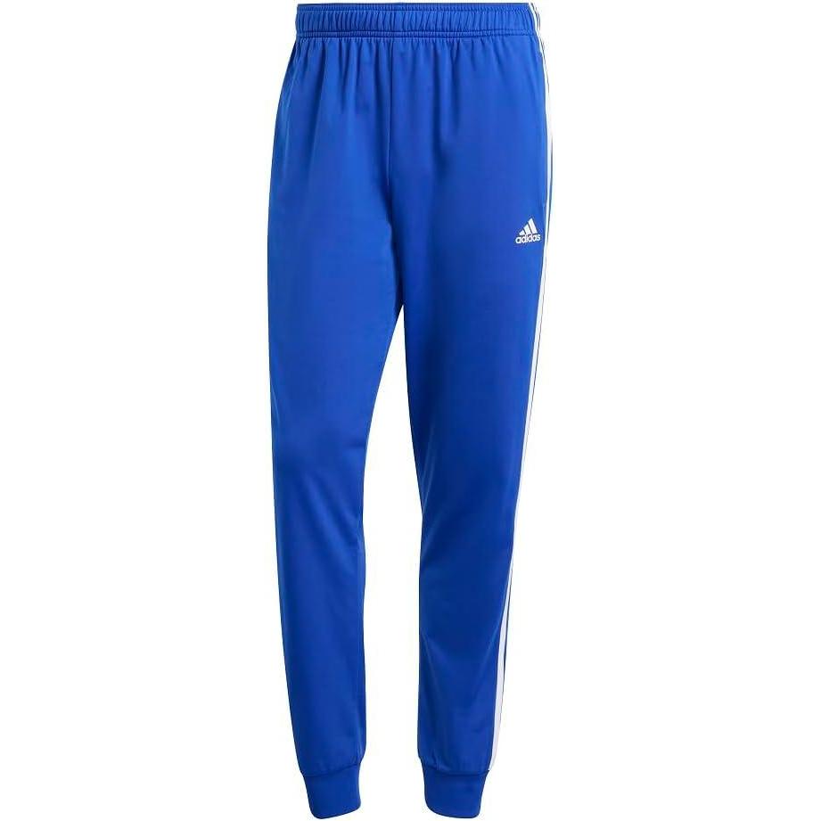 imageadidas Mens Essentials WarmUp Tricot 3Stripes Tapered Track PantsSemi Lucid BlueWhite
