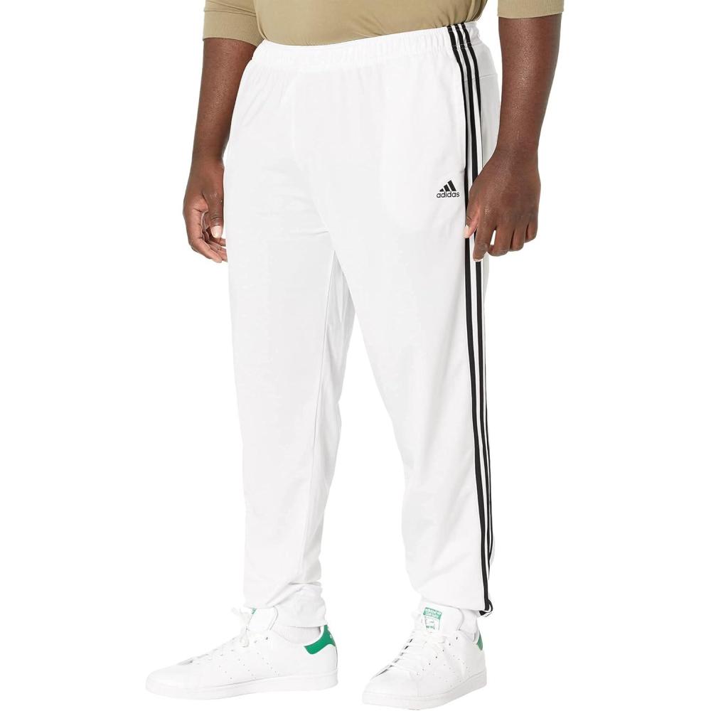 imageadidas Mens Essentials WarmUp Tricot 3Stripes Tapered Track PantsWhiteBlack