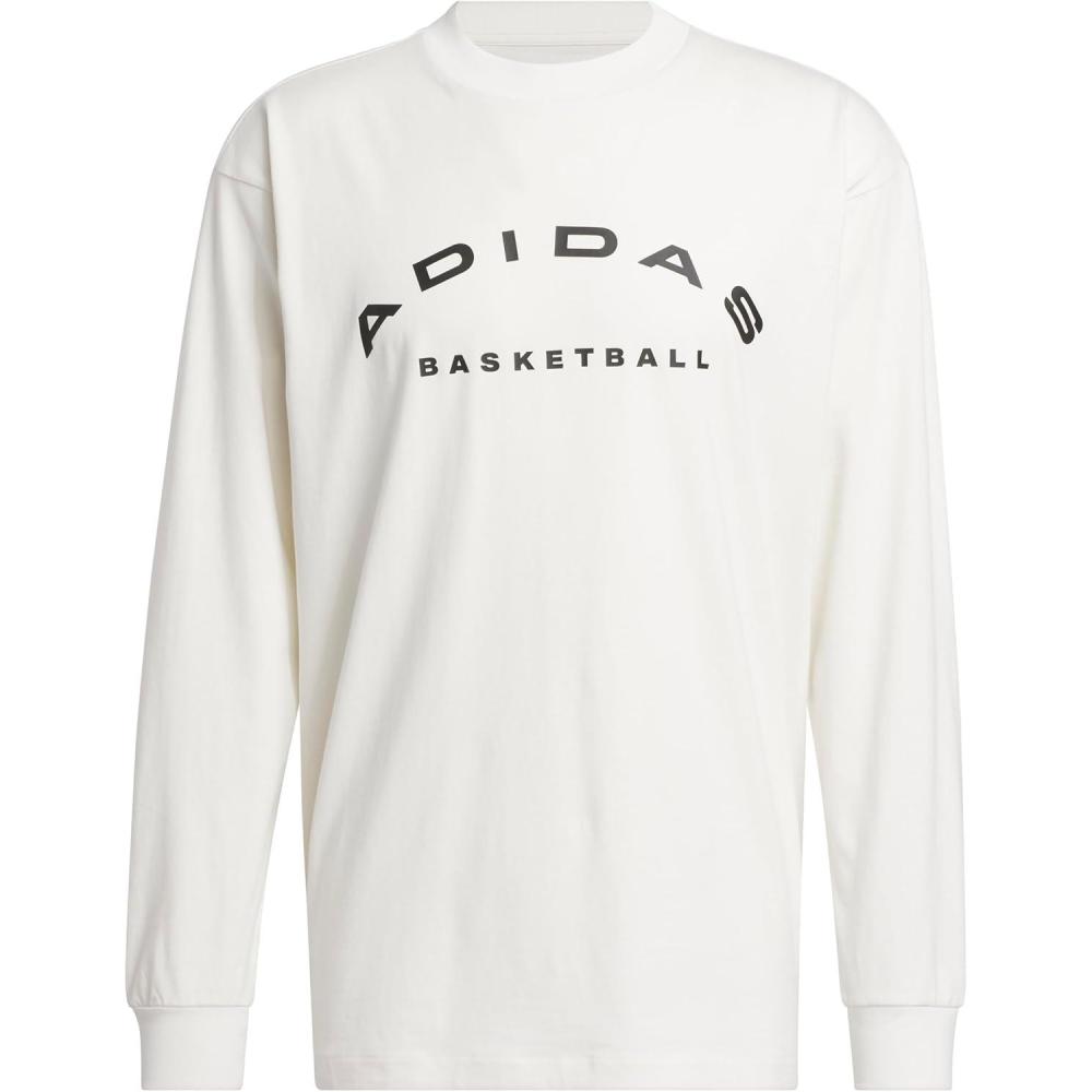 imageadidas Mens Select Long Sleeve Basketball TShirtCloud WhiteBlack