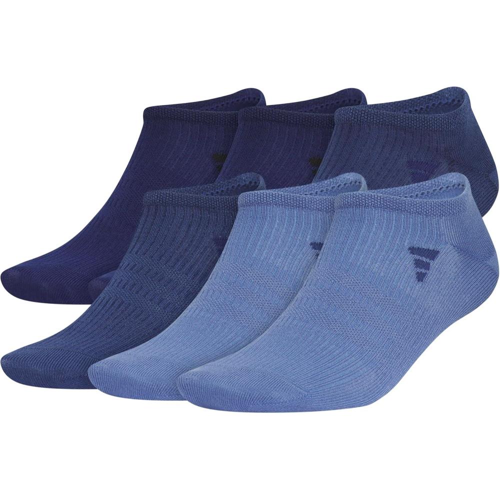 imageadidas Mens Superlite No Show Socks 6Pair Pack Low Profile Below AnkleDark BlueTech Indigo BlueCrew Blue