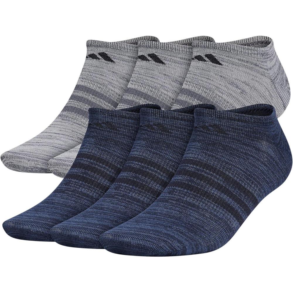 imageadidas Mens Superlite No Show Socks 6Pair Pack Low Profile Below AnkleLegend Ink BlueNight Marine BlueOnix Grey