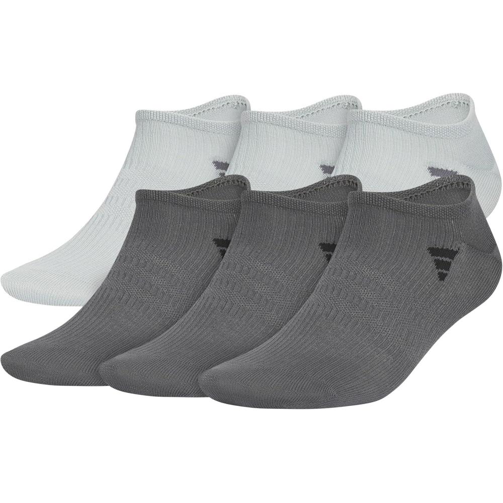 imageadidas Mens Superlite No Show Socks 6Pair Pack Low Profile Below AnkleWonder Sage GreenGrey Six